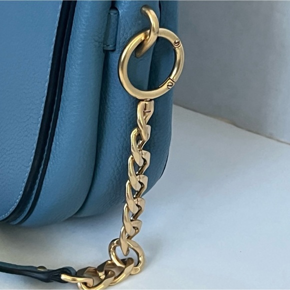 Tory Burch Everly Leather Flap Saddle Bag in Blue Yonder MSRP $458 -EUC - Picture 10 of 11